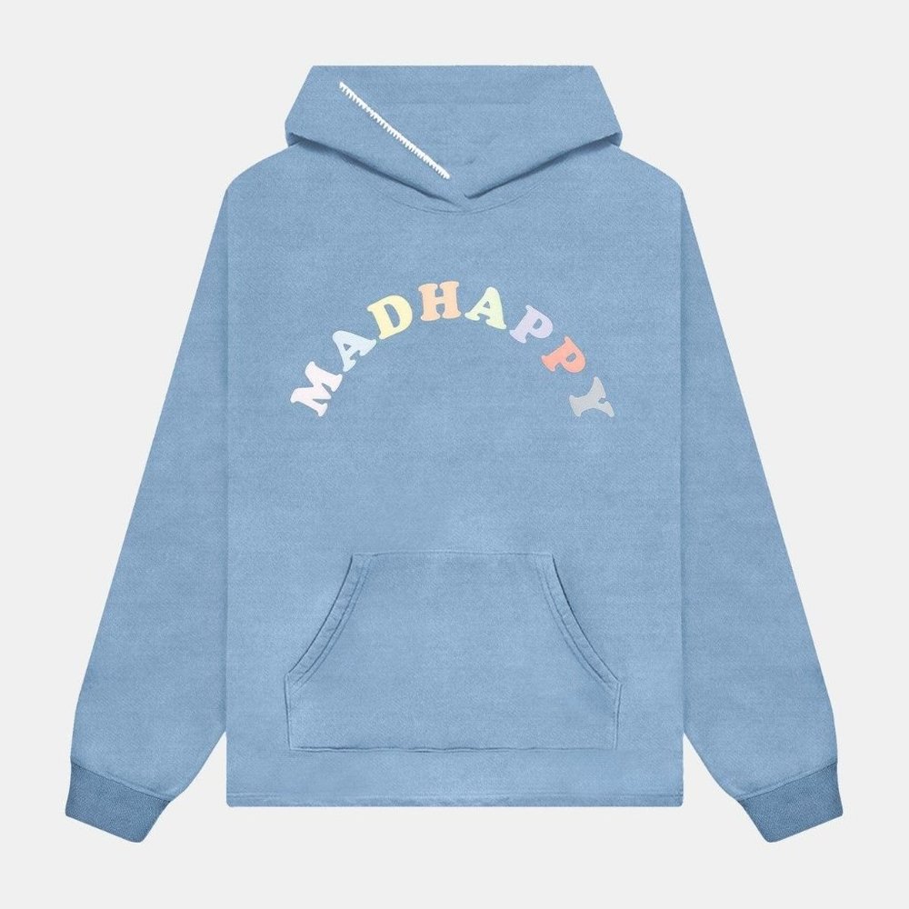 NEW MADHAPPY PASTELS FROST BLUE FRENCH TERRY HOODIE SZ SMALL
